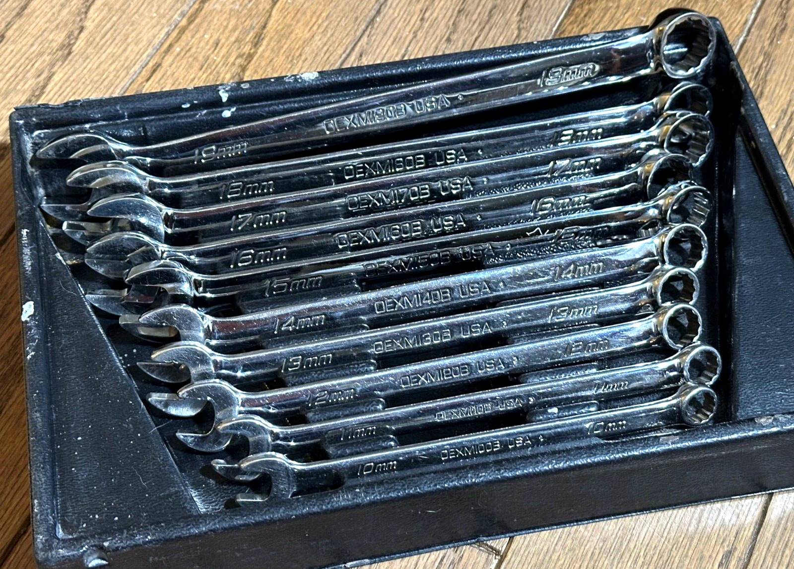 🇺🇸 SNAP ON Tools 10mm -19mm Metric Wrench Set Combo 12PT DR Lot Flank Tray