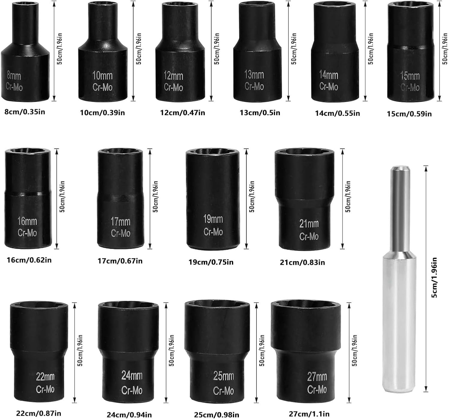 Striped Lug Nut Removal Set – 15PCS Bolt Extractor Kit