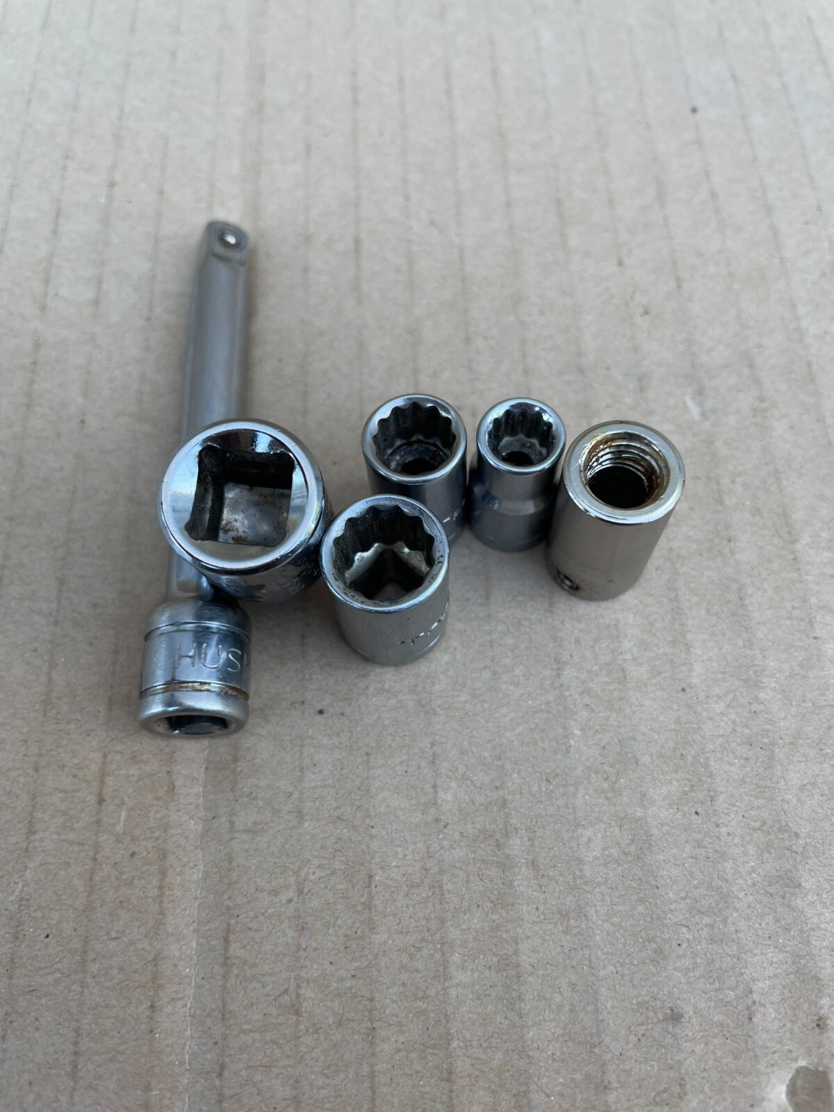HUSKY 3″ Extension Drive 1/4″ +Proto Socket 3/8″/5/16″/1/4″/3/16″ (Set of 6 pcs)