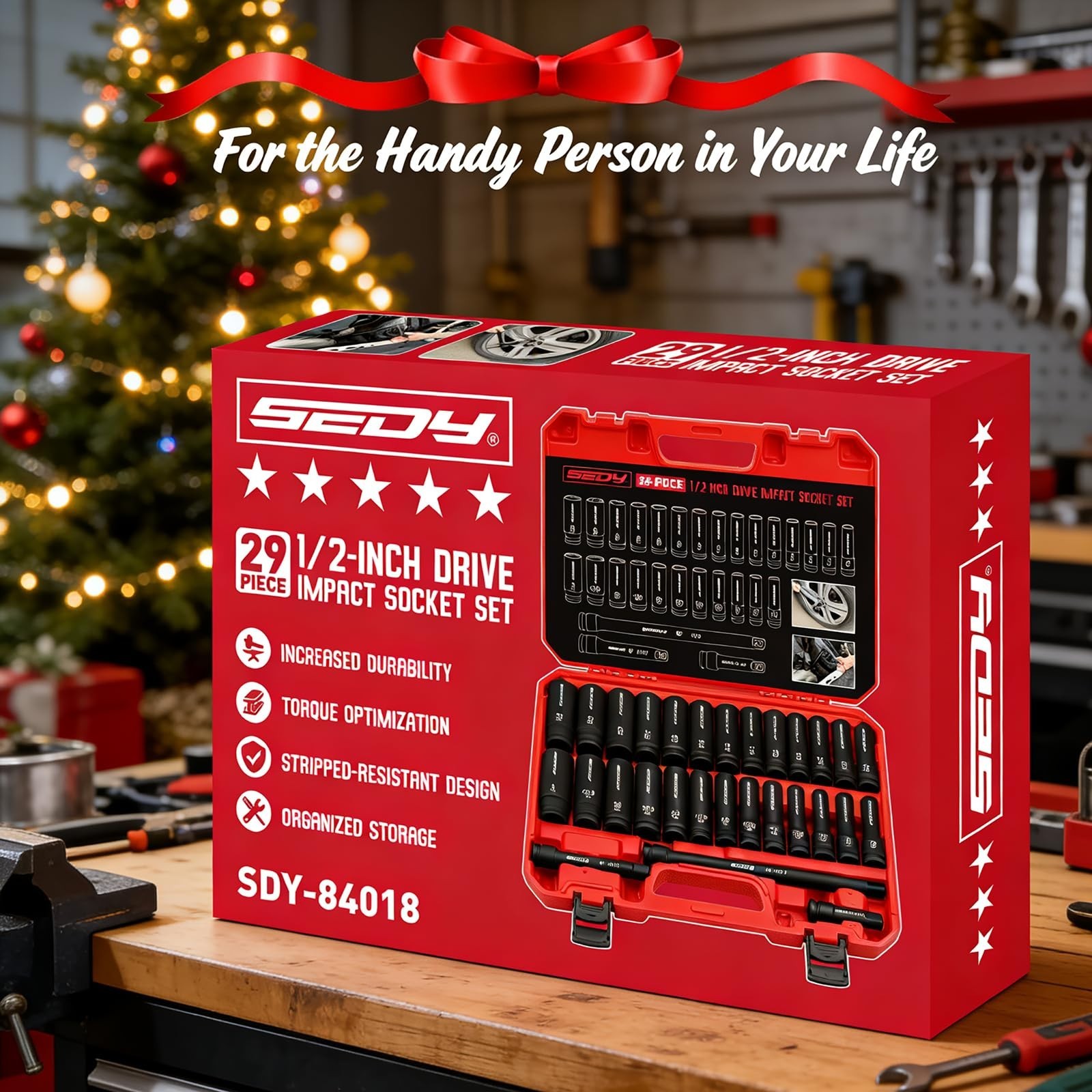 29-Piece Impact Socket Set 1/2″ Drive SAE & Metric Deep Sockets with Extensions
