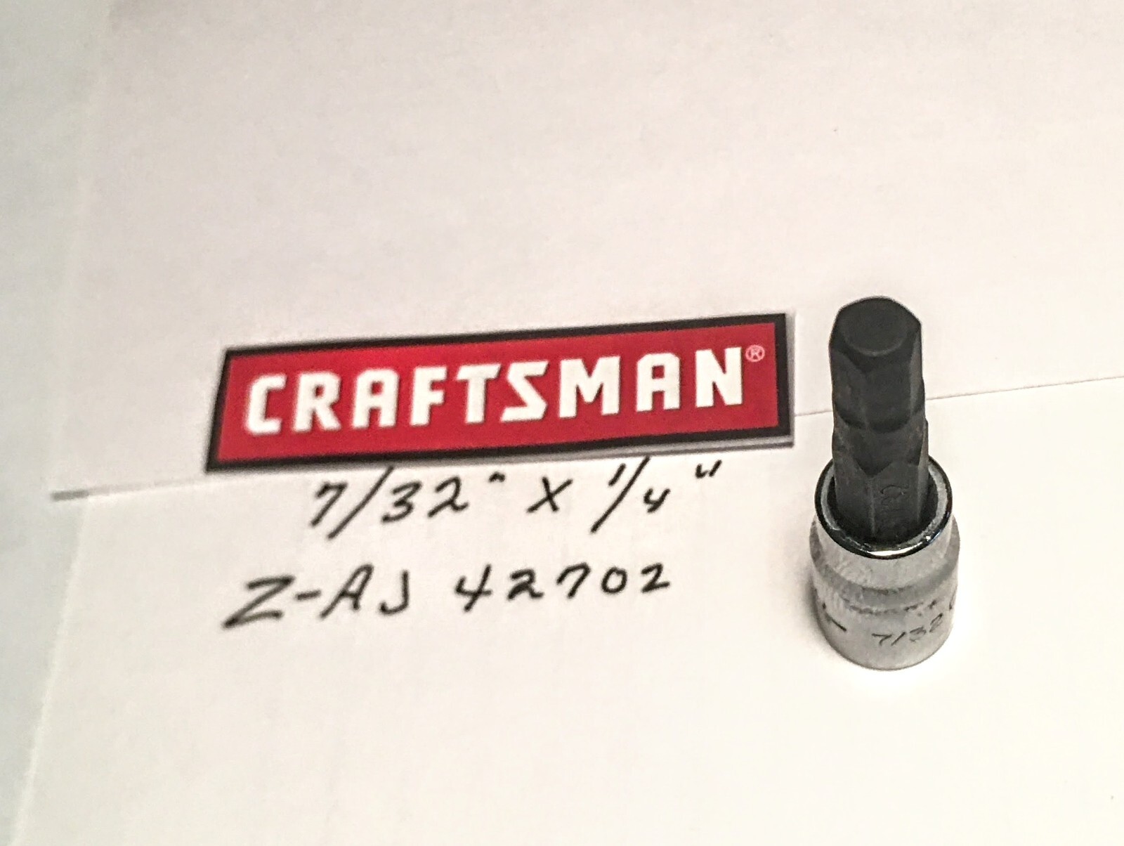 Craftsman 7/32″ x 1/4″ Drive Hex Bit Socket Z-AJ 42702 Free USA Shipping