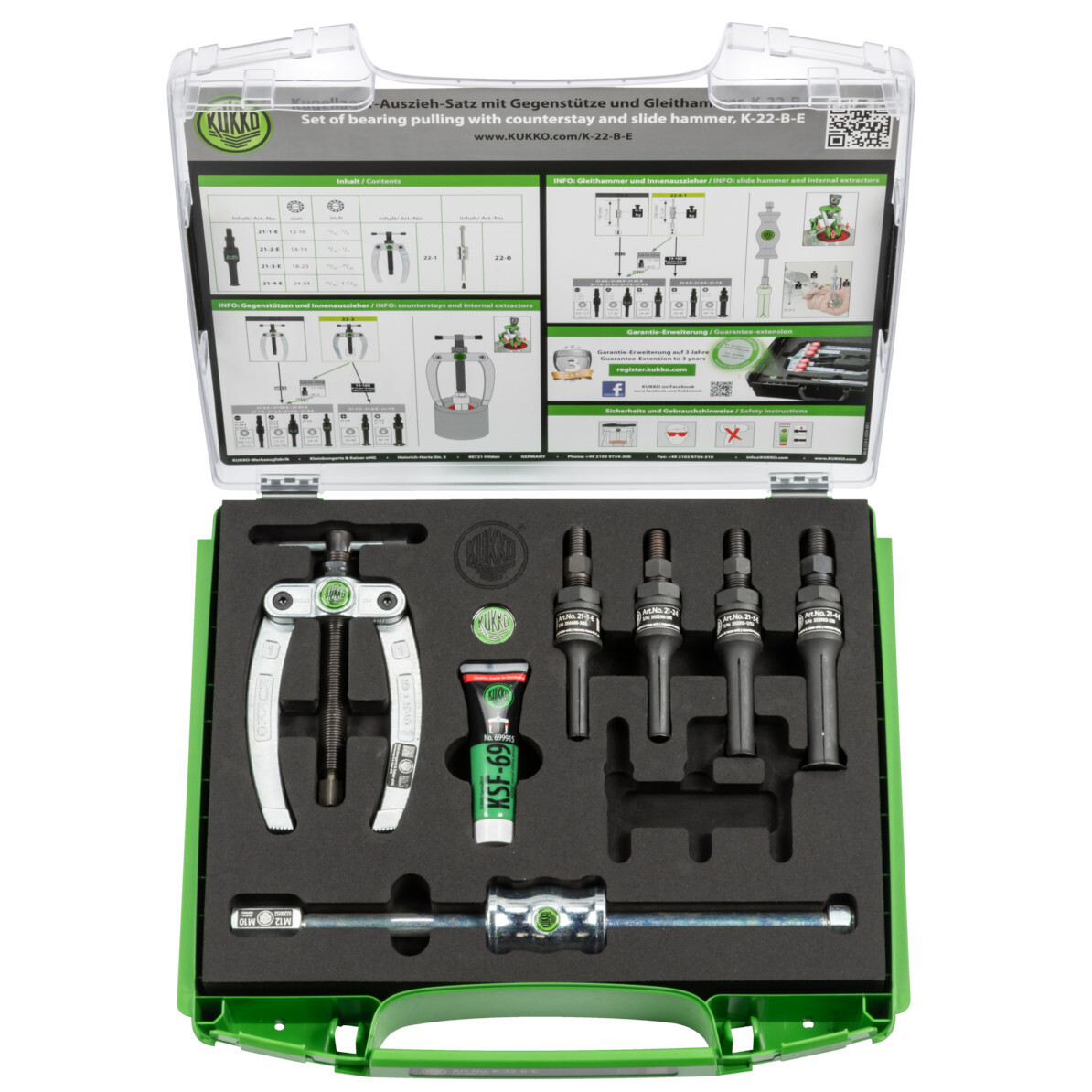 Kukko 12mm – 34mm ID Ball Bearing Extraction Kit (Counterstay & Slide Hammer)