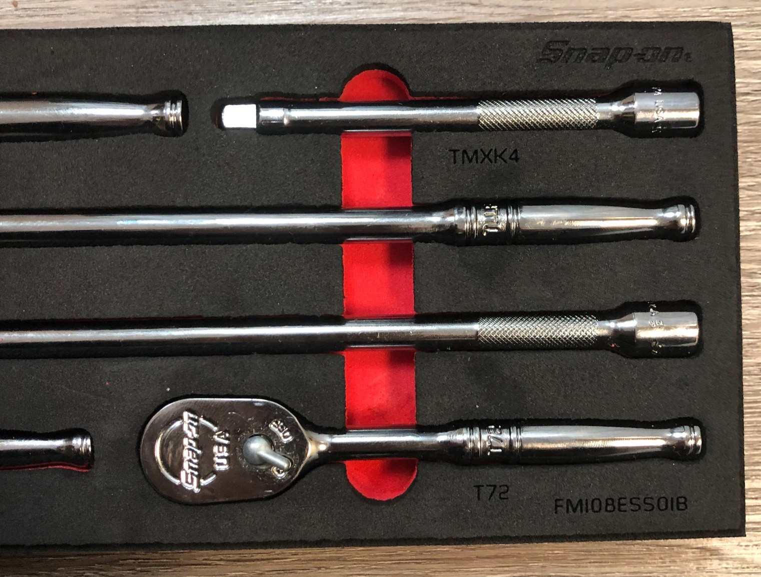 8pc Snap On RAT108ESSFR Essential Ratchet Extension Set Pro-Fl Foam Organization