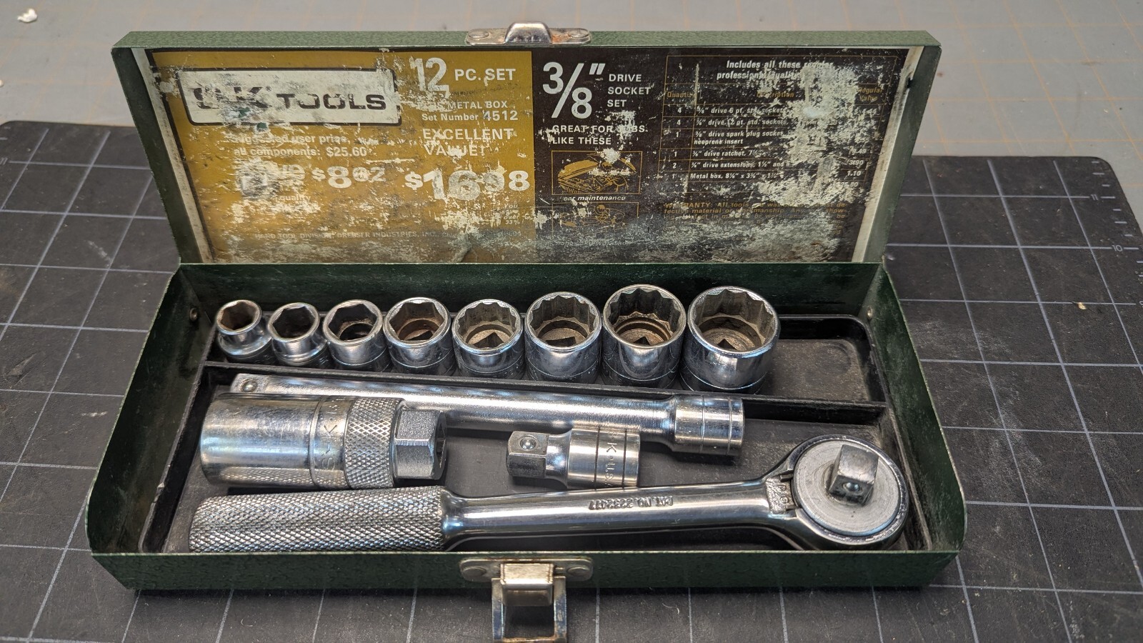 12 Piece S-K Wayne 3/8″ Drive SAE Socket Set 6 Point & 12 Point – Complete
