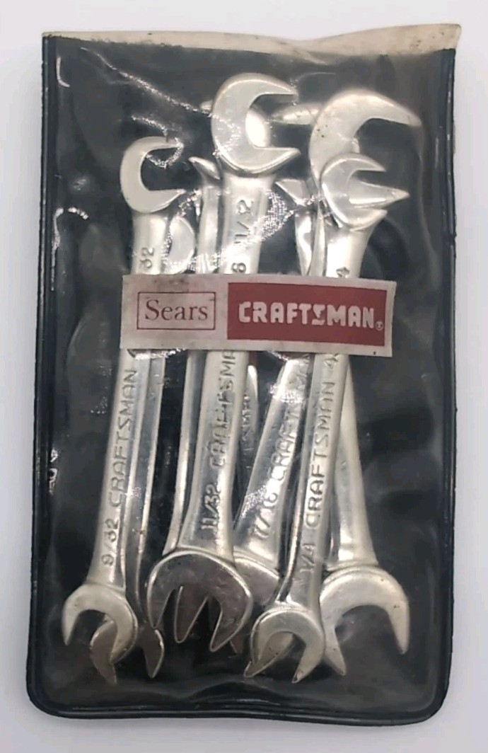 Sears Craftsman Tools USA 8 Piece Open-End 4 Way Offset Ignition Wrench Set 4306