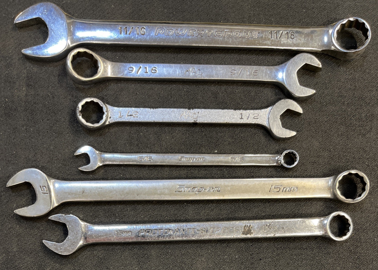 Snap On OEXM150A 15mm 5/16”, Mac 1/2” 9/16”, Proto 13mm, Power Torque 11/16”