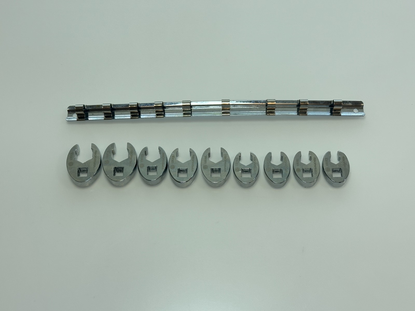 Matco Tools SRBCFNM10C 9pc 3/8» Metric 10-18mm Crowfoot Flare Nut Wrench Set