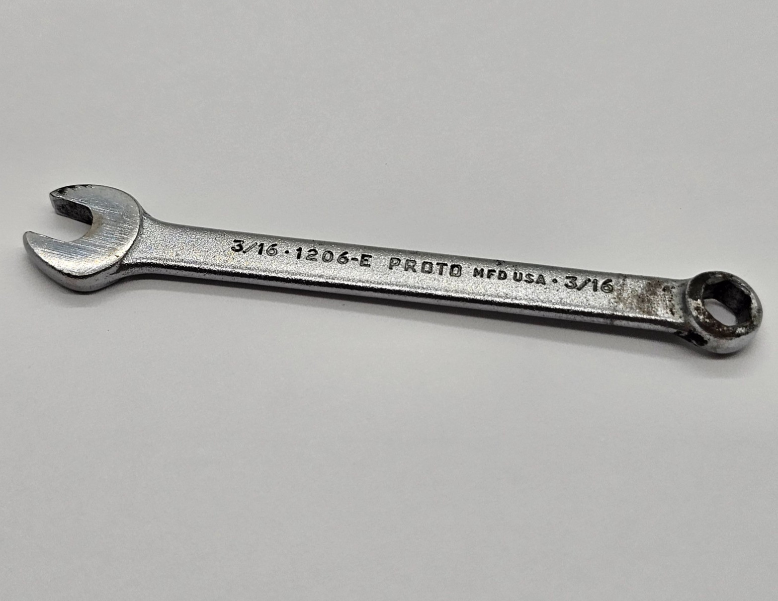 Vintage Proto 3/16 Short Combination Wrench 1206-E Chrome USA Made Hex 6 Point