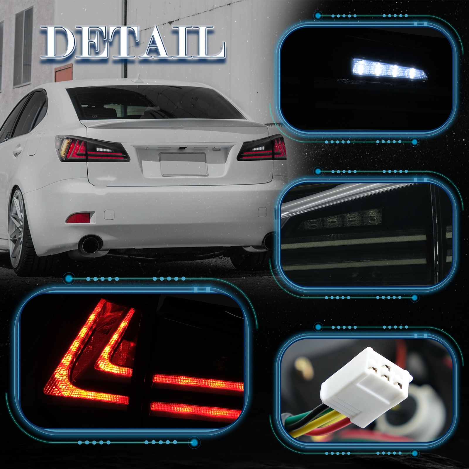 4PCS LED Headlights+Tail Lights For 2006-2013 Lexus IS250 IS350 ISF W/Sequential