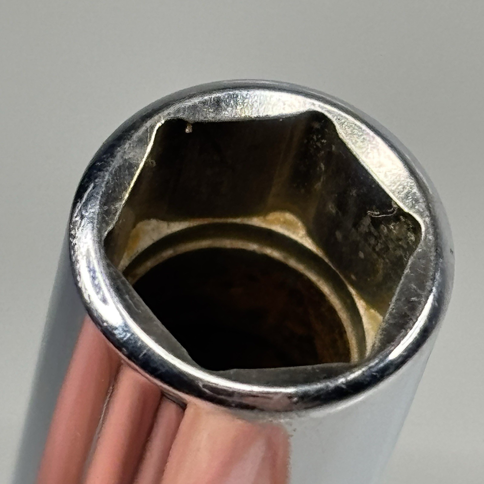 Snap On Tools SFSM9 3/8 Dr 6Pt Metric 9mm Flank Dr Deep Chrome Socket USA 1995