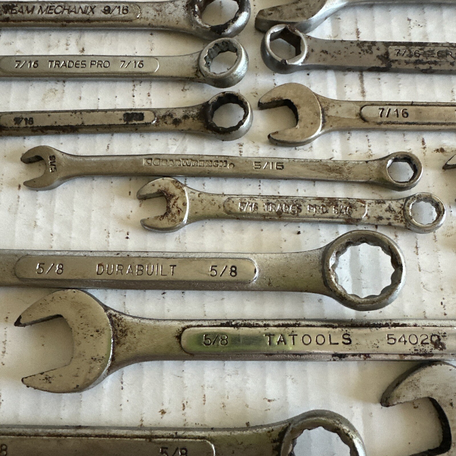 24 combination wrenches standard OPEN / BOXED ends DOUBLES Tatools Durabuilt vgc
