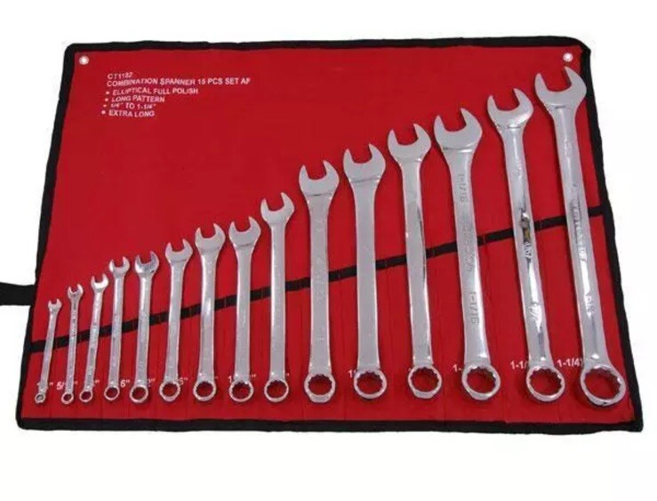 15PC SPANNER SET COMBINATION IMPERIAL AF 1/4 To 1-1/ 4 Open Ended Tool