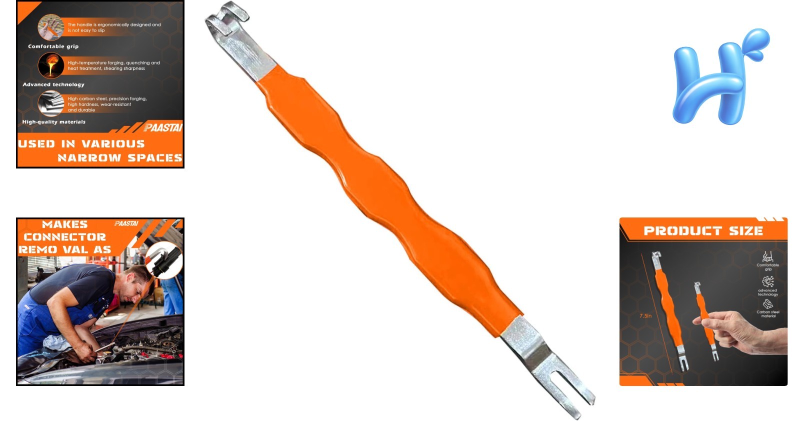Ergonomic Electrical Connector Separator Tool for Cars & Trucks – 7.5in, Orange