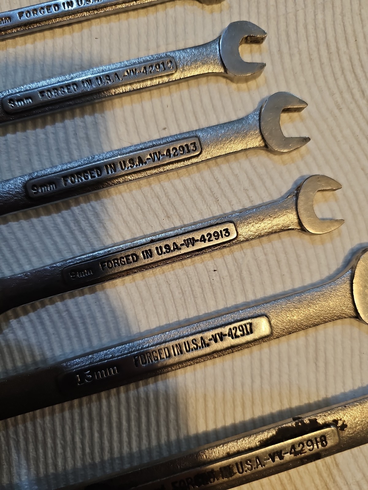 Vintage Craftsman USA -VV- Metric Wrench Lot 6mm 8mm 9mm 13mm 14mm 20mm 9-Pc