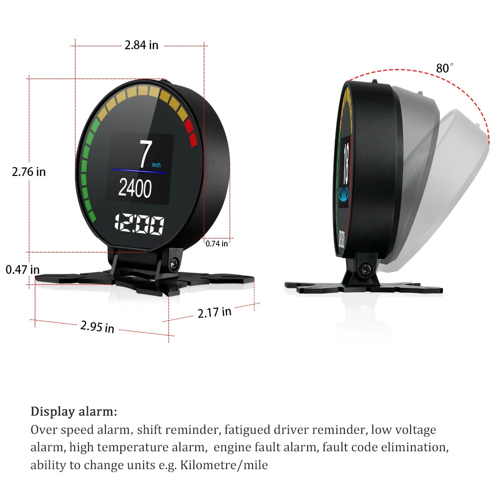 P15 Car OBD Head-Up Display Smart Digital Speedometer Water Temp Gauge Overspeed