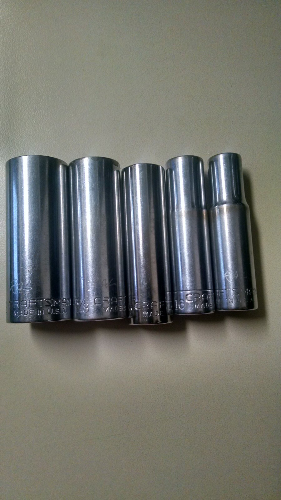 Craftsman: (5) SAE 3/8″drive 6 point Deep-Well Chrome Sockets (See Description)
