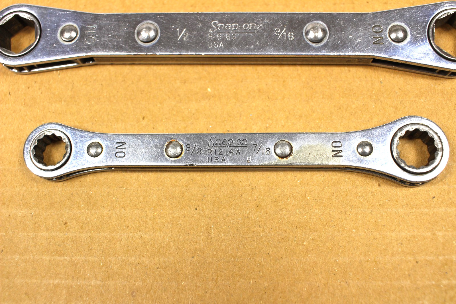 Snap-on 3/8″×7/16″-1/2”x9/16” -9/16”x5/8” 12pt Ratchet Wrench Lot Of 3 Pcs.