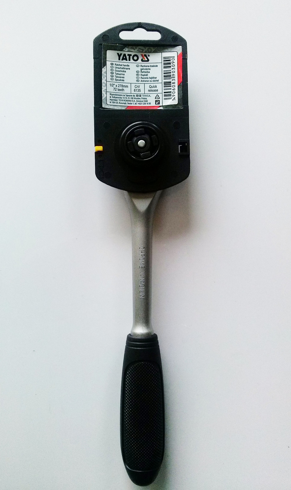 YATO Quick Release Ratchet Handle 1/2″ YT-0309 278mm DIN 3121, 72T CrV 6140
