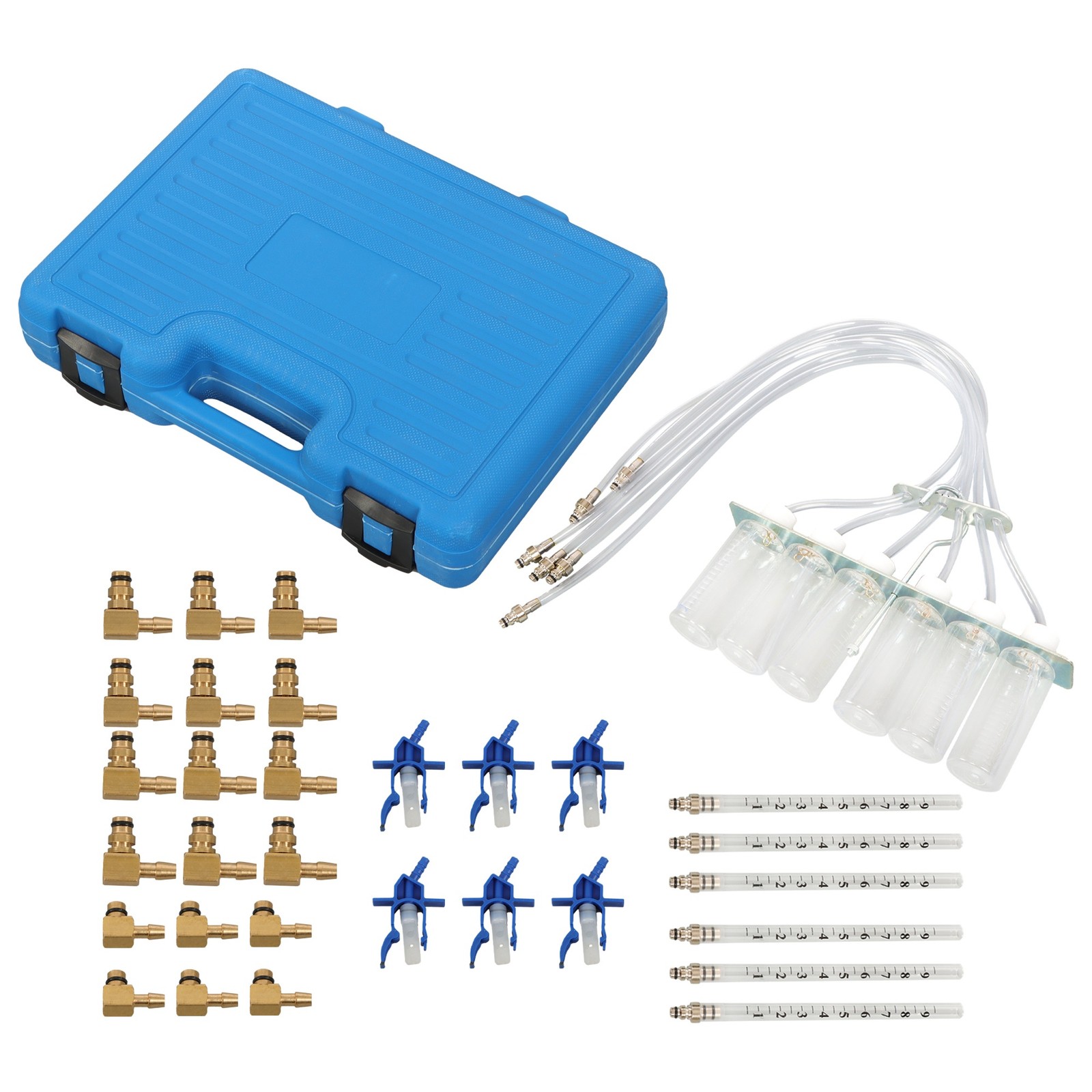 New Diesel Injector Flow Meter Test Kit Common Rail Adaptor Fuel Tester Set
