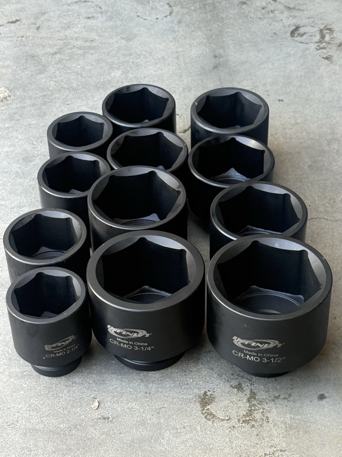 12pcs 1″ Drive 6 Point Jumbo Deep Impact Socket Set SAE 2-1/8″ ~ 3-1/2″ Cr-MO