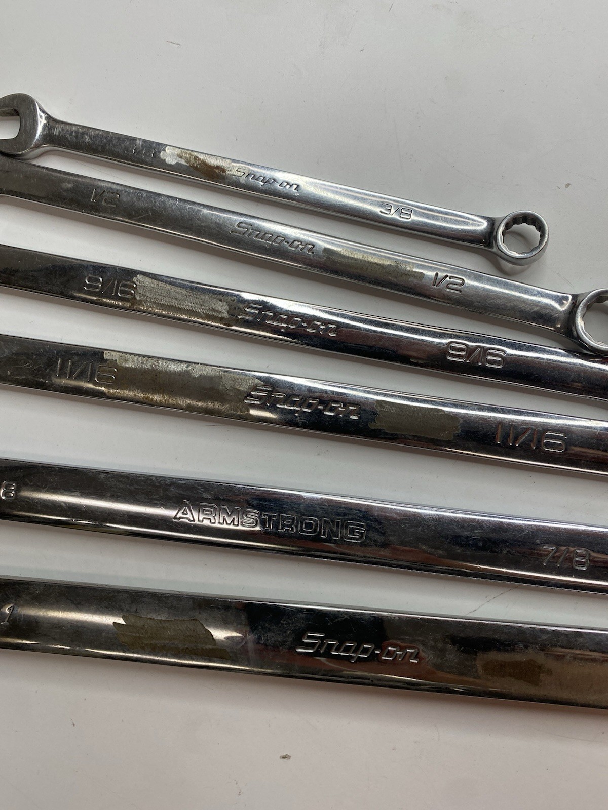 A-4791 Snap-on Armstrong SAE Wrench Lot 6pc 3/8 1/2 9/16 11/16 7/8 1 Inch USA