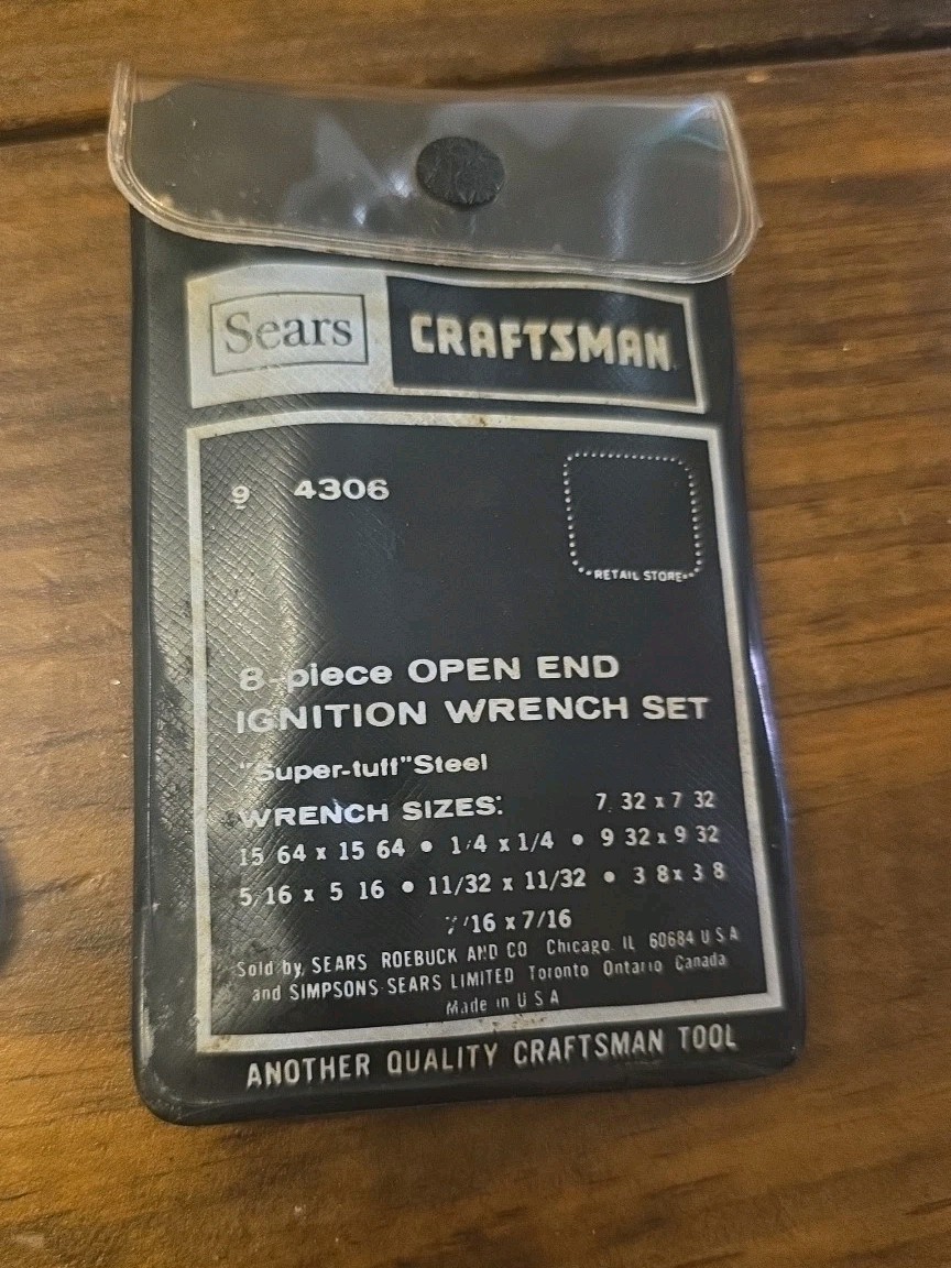 Craftsman 8 Piece Open End Ignition Wrench Set 4306 SAE 7/32 – 7/16 USA Super