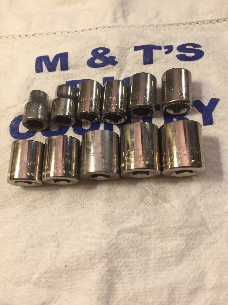 Craftsman 3/8″ Drive 11 Piece 12 Point Shallow Metric Socket Set 9MM to 19MM USA