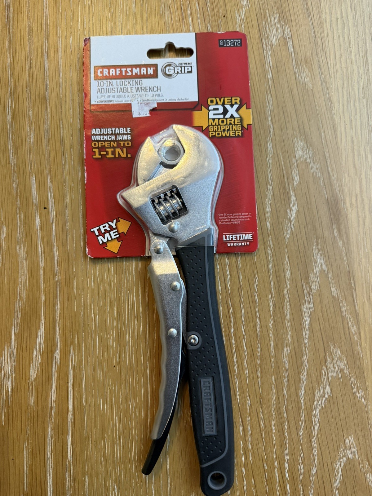 Rare Sears Craftsman Nos 10” Adjustable Locking Wrench 13272 Extreme Grip 1” Jaw