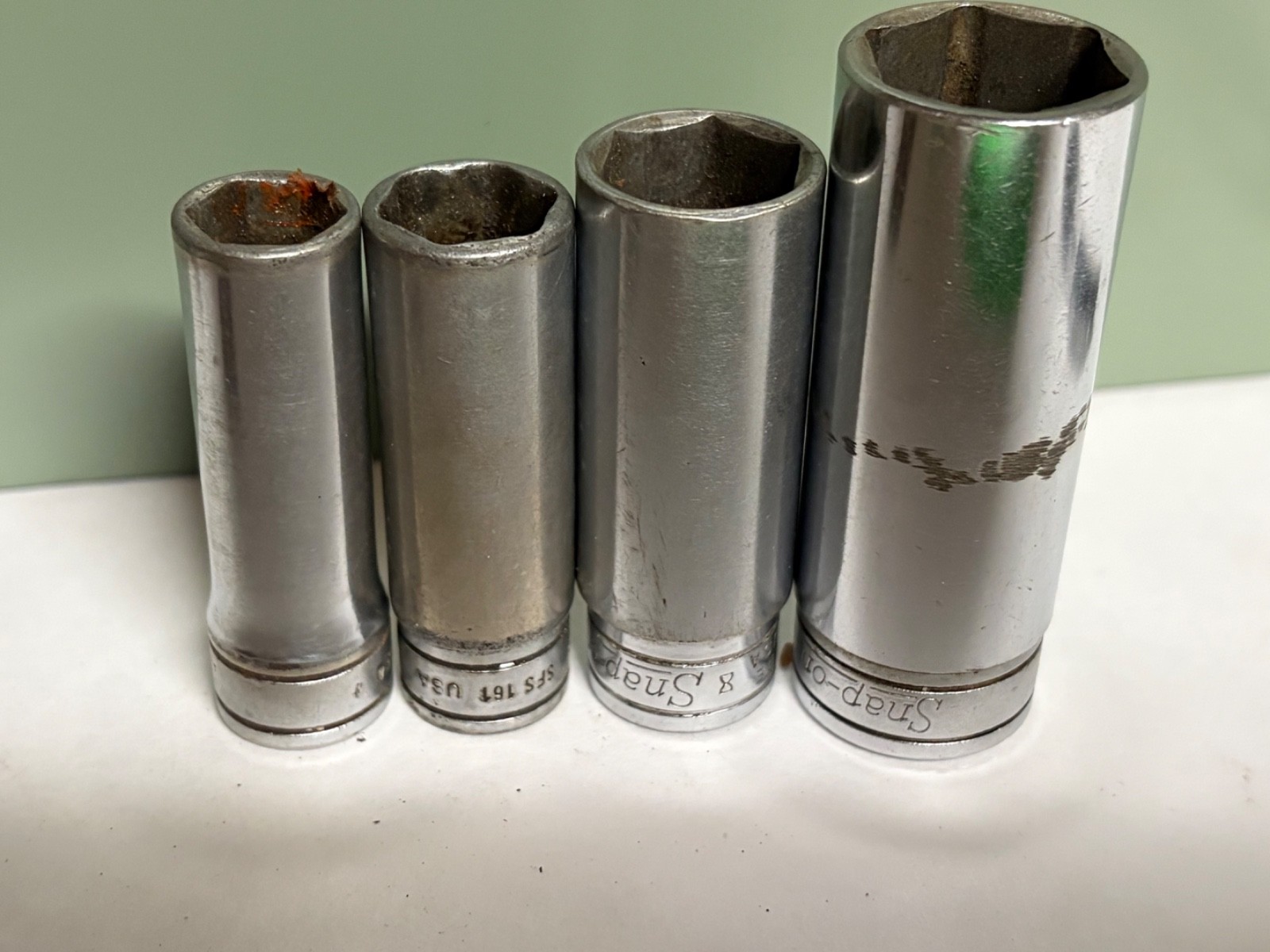 Snap-on 3/8″ Drive SAE 4 Pc Deep Socket Set 6 Point 7/16″-3/4 SFS