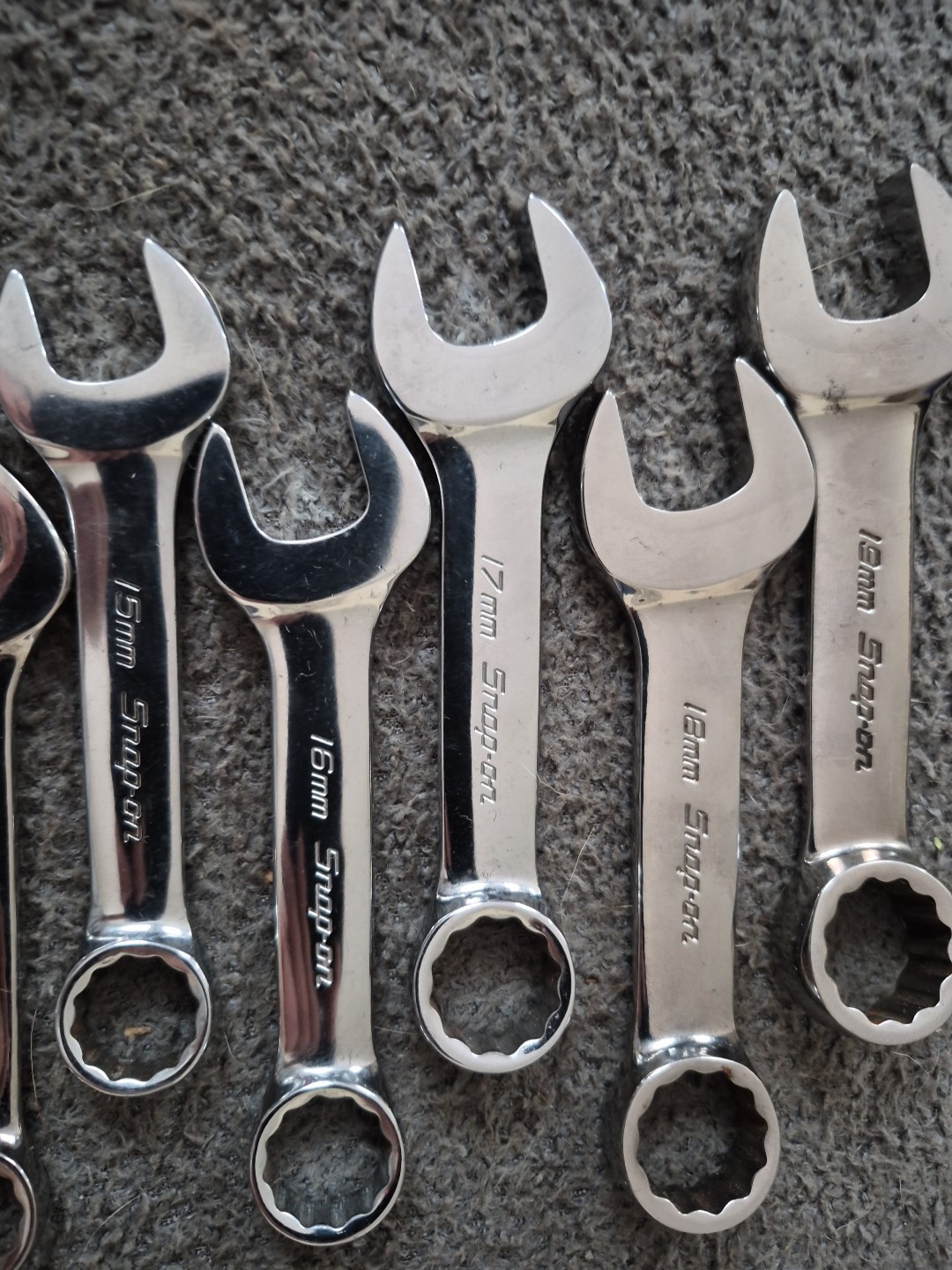Snap-On OXIM710B 10 pc 12 Pt Metric Midget Combination Wrench Set 10mm-19mm