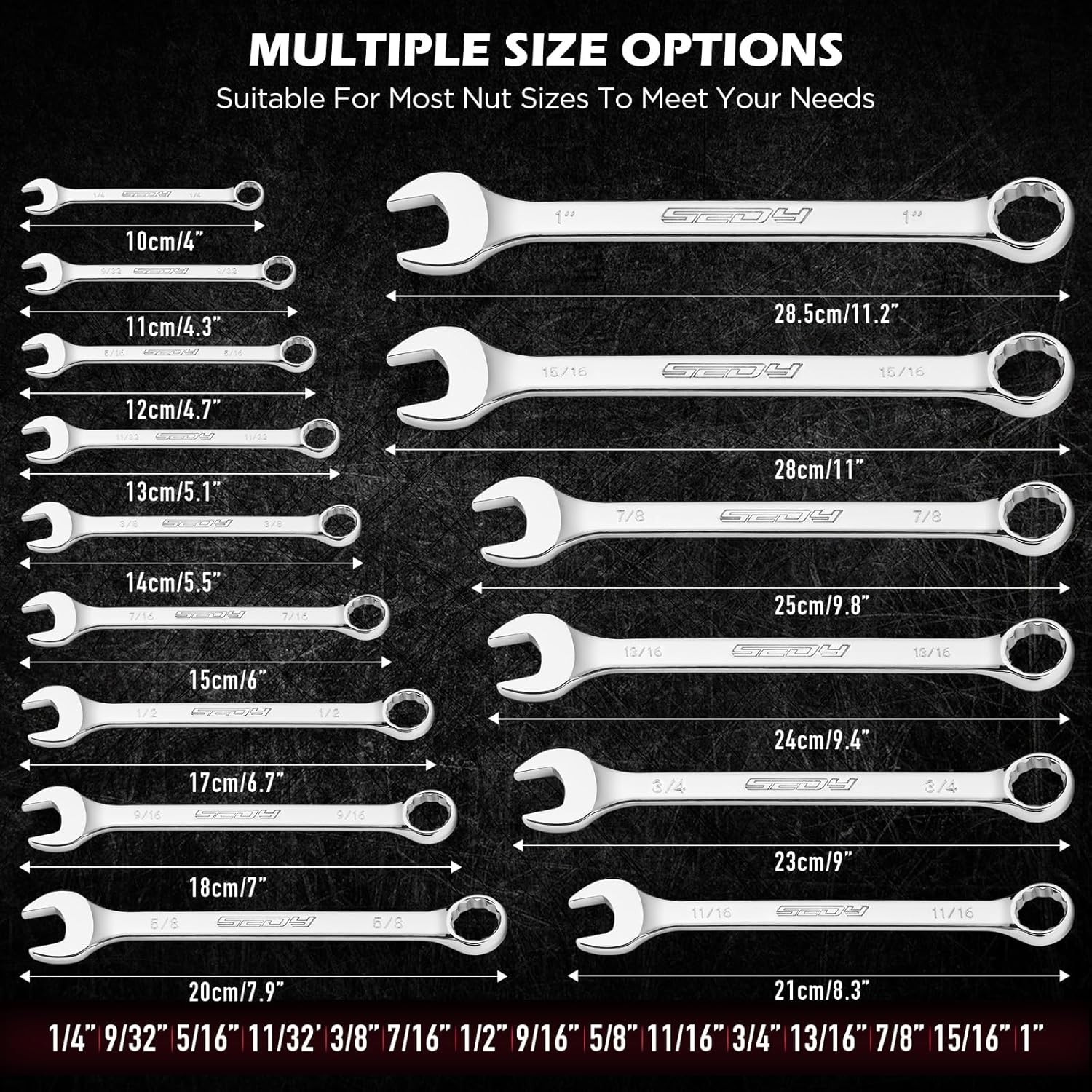 15-Piece SAE Combination Wrench Set, 1/4»–1» 12-Point Open End and Box End …