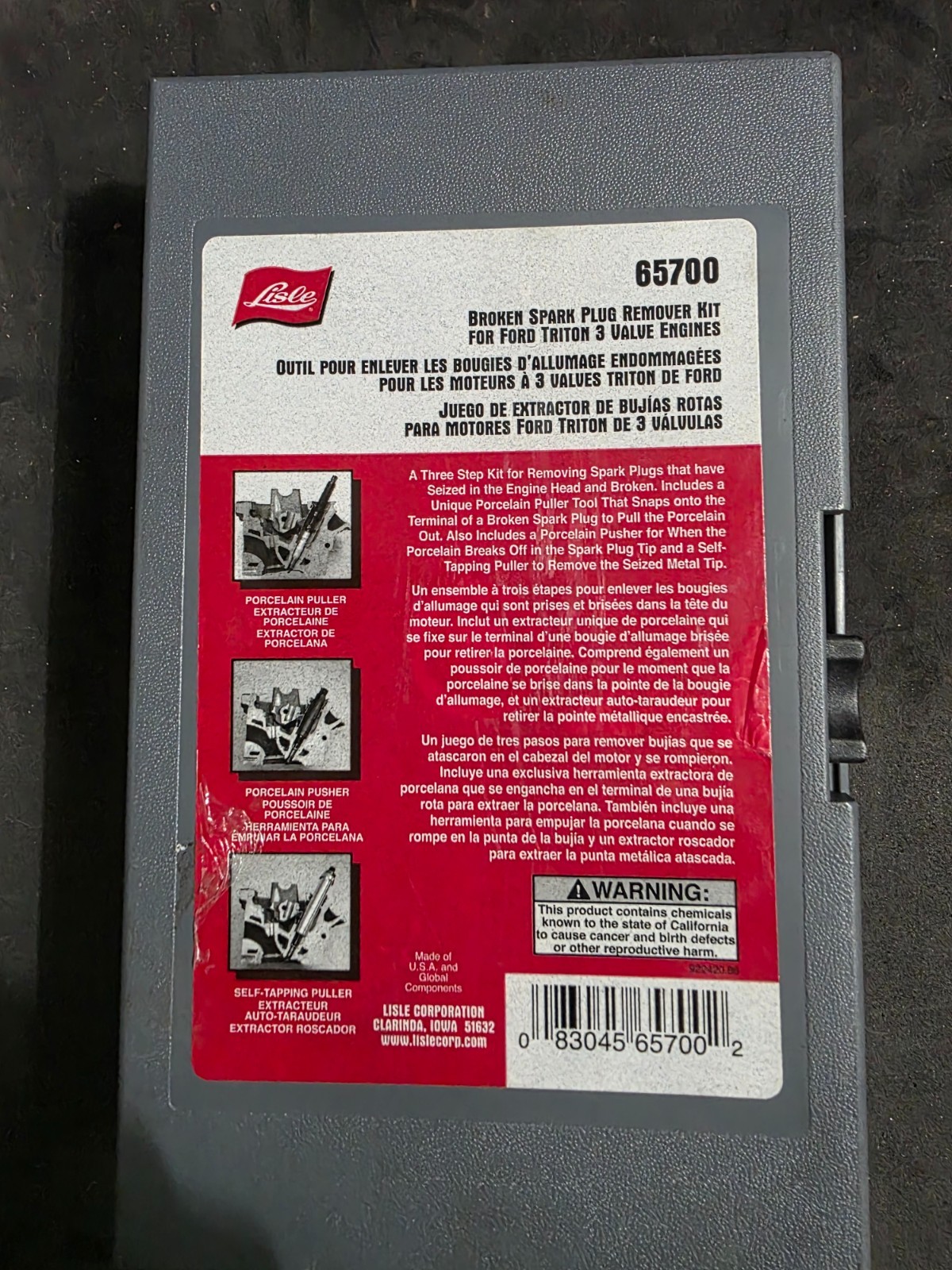 FORD BROKEN SPARK PLUG REMOVER TOOL – 3-valve Triton engine – Lisle Tools #65700
