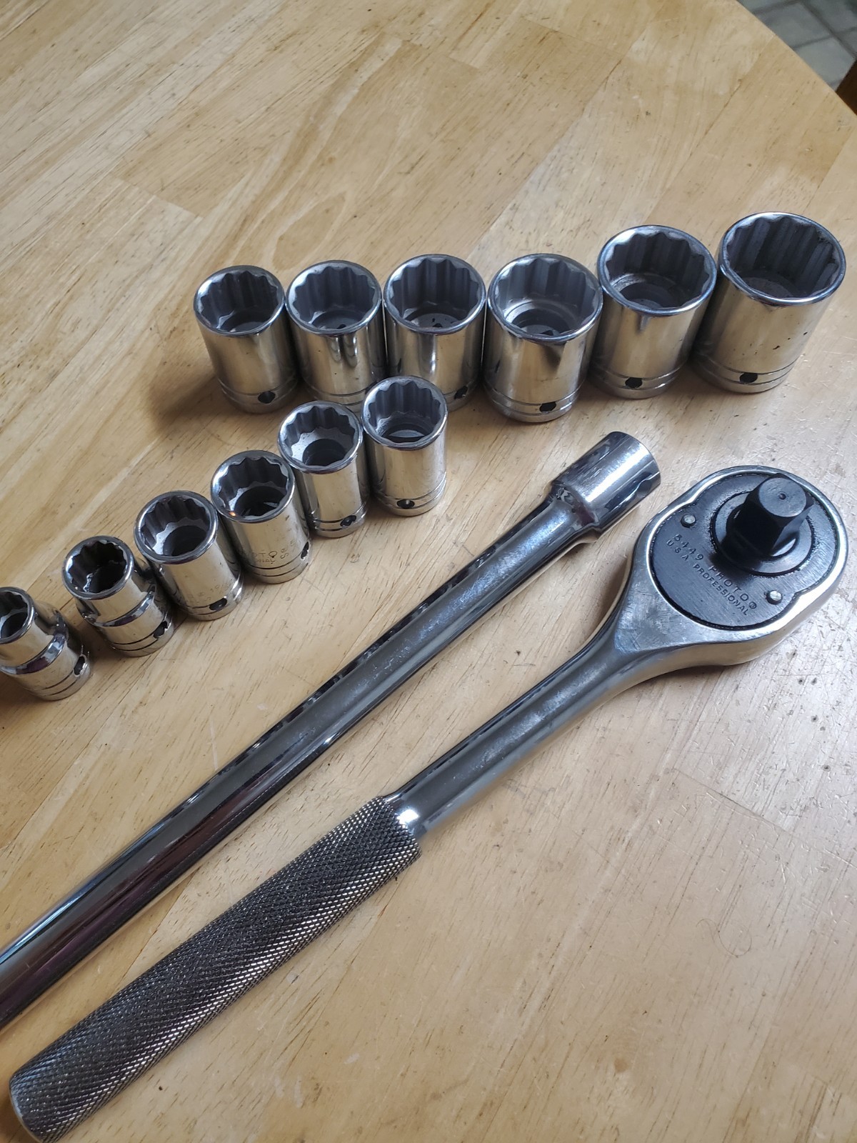 PROTO Socket Set 1/2″ Drive 12 Pt SAE Ratchet
