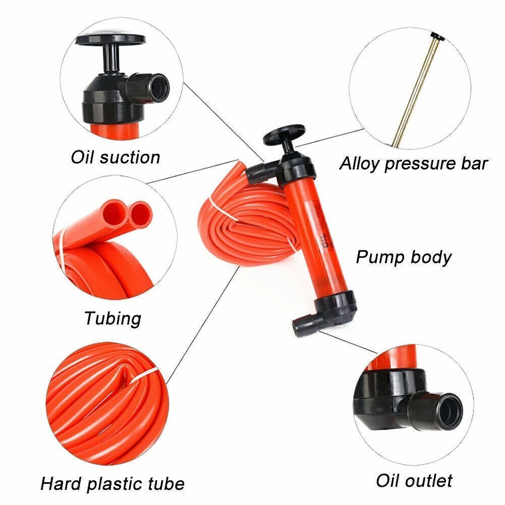 Gasoline Manual Transfer Hand Pump Siphon Kit Fuel Diesel Oil Kerosene Water
