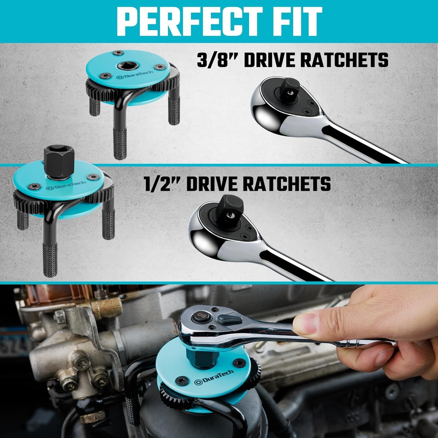 DURATECH Adjustable Oil Filter Wrench, Magnetic 3-Jaw Oil Filter Removal Tool, L