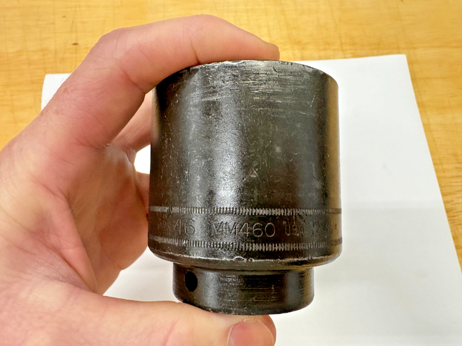Snap-on Tools USA 1/2″ Drive 46mm Metric 6pt Shallow Impact Socket IMM460 used