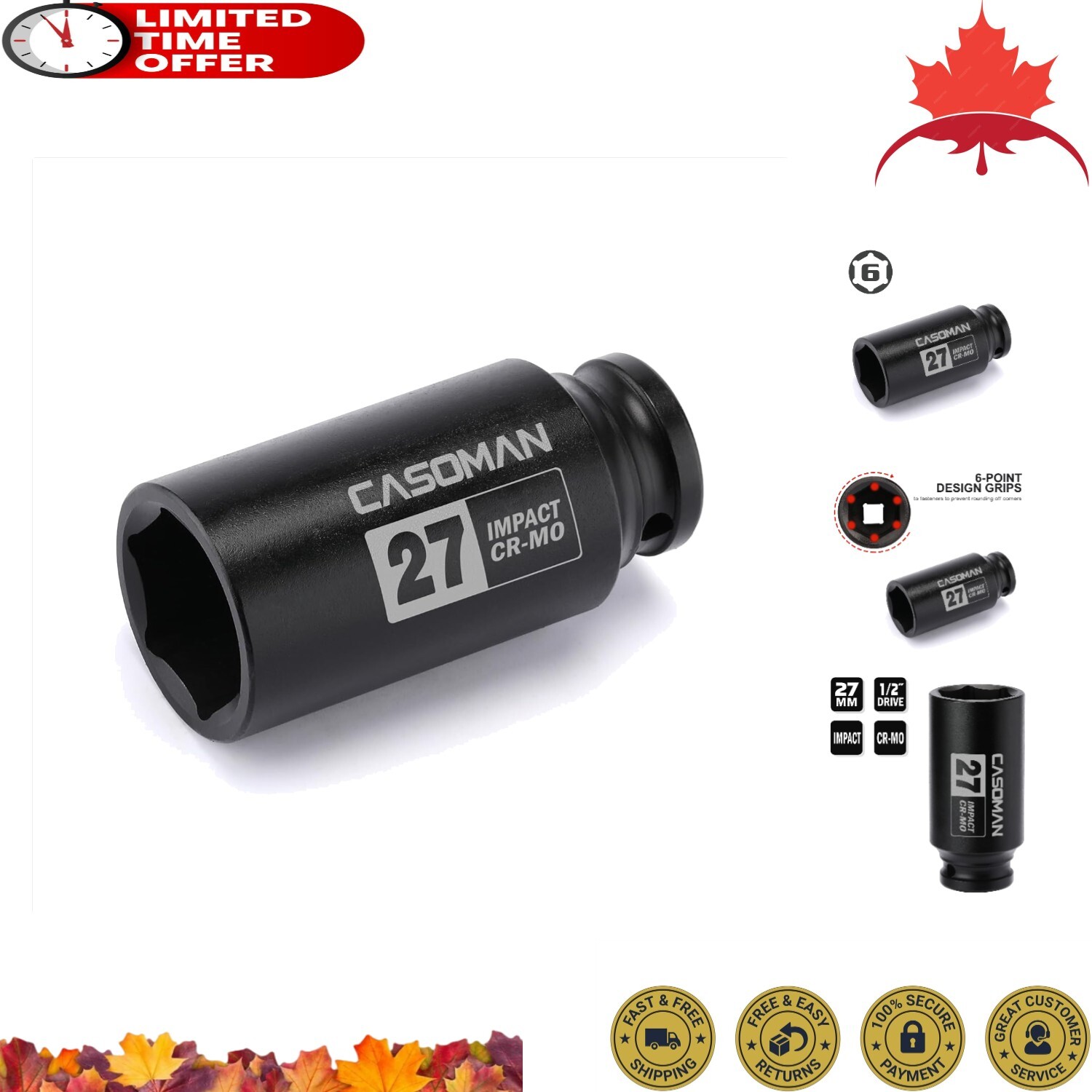 Premium Heavy-Duty 27mm Impact Socket – Effortless Axle Nut Removal