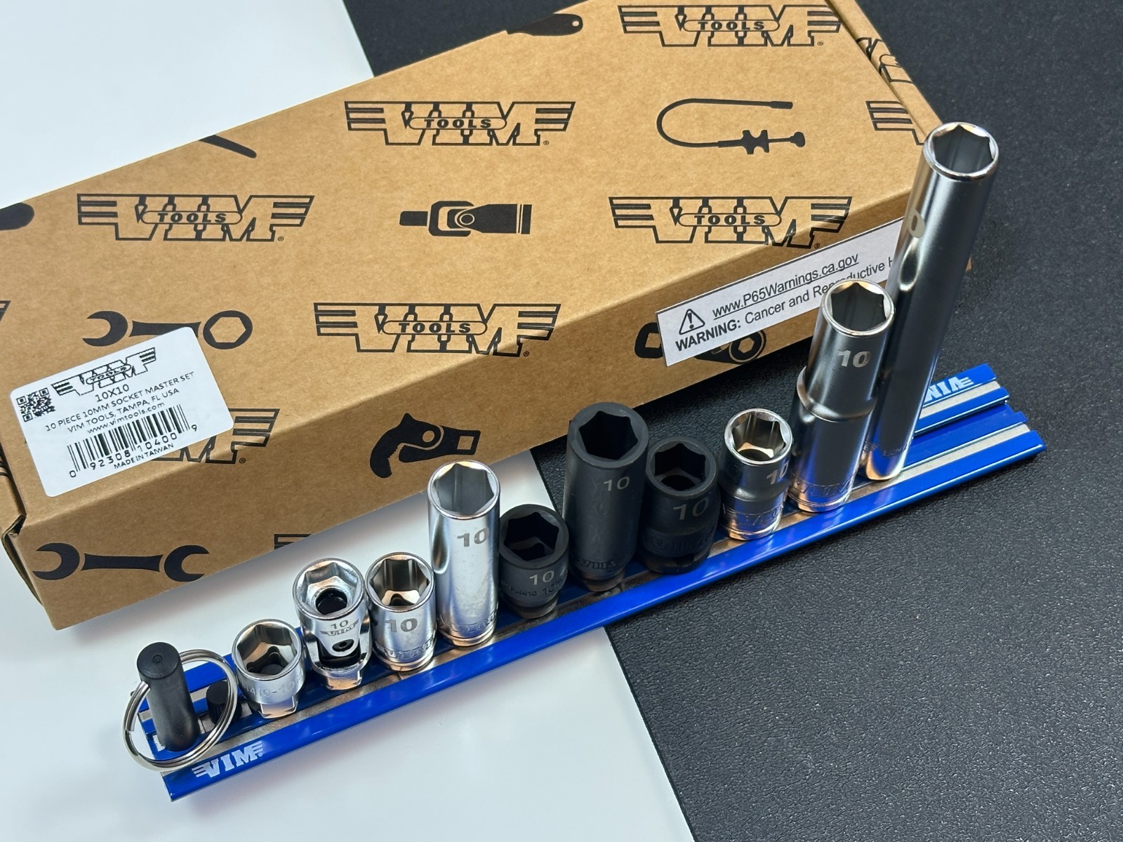 NEW VIM Tools 10pc All 10mm Specialty Short & Deep Socket Set w/ Magrail #10X10