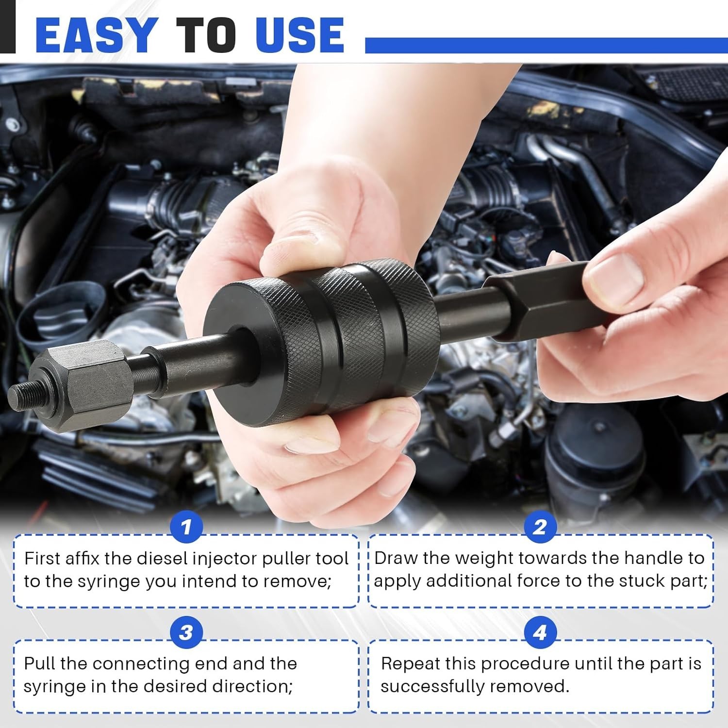 Diesel Injector Puller Tool M8 M12 M14 Slide Hammer for Ford GM Dodge Diesel