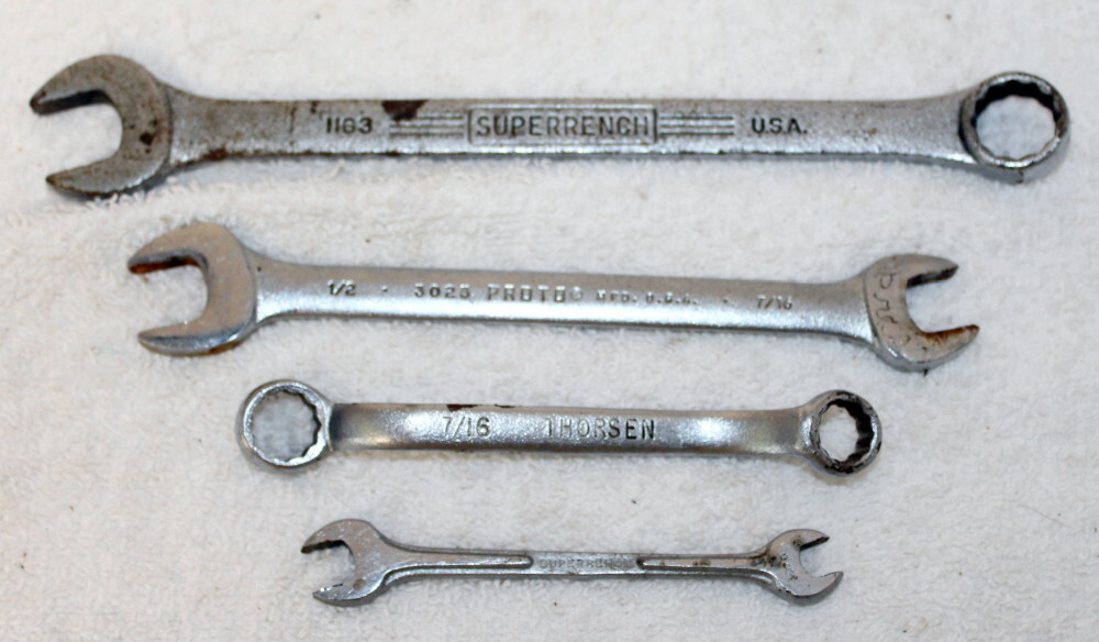 Lot of 4 Vtg Mechanics Wrenches ~ Proto 3025, Williams 1163 & 1020 Thorsen 2112