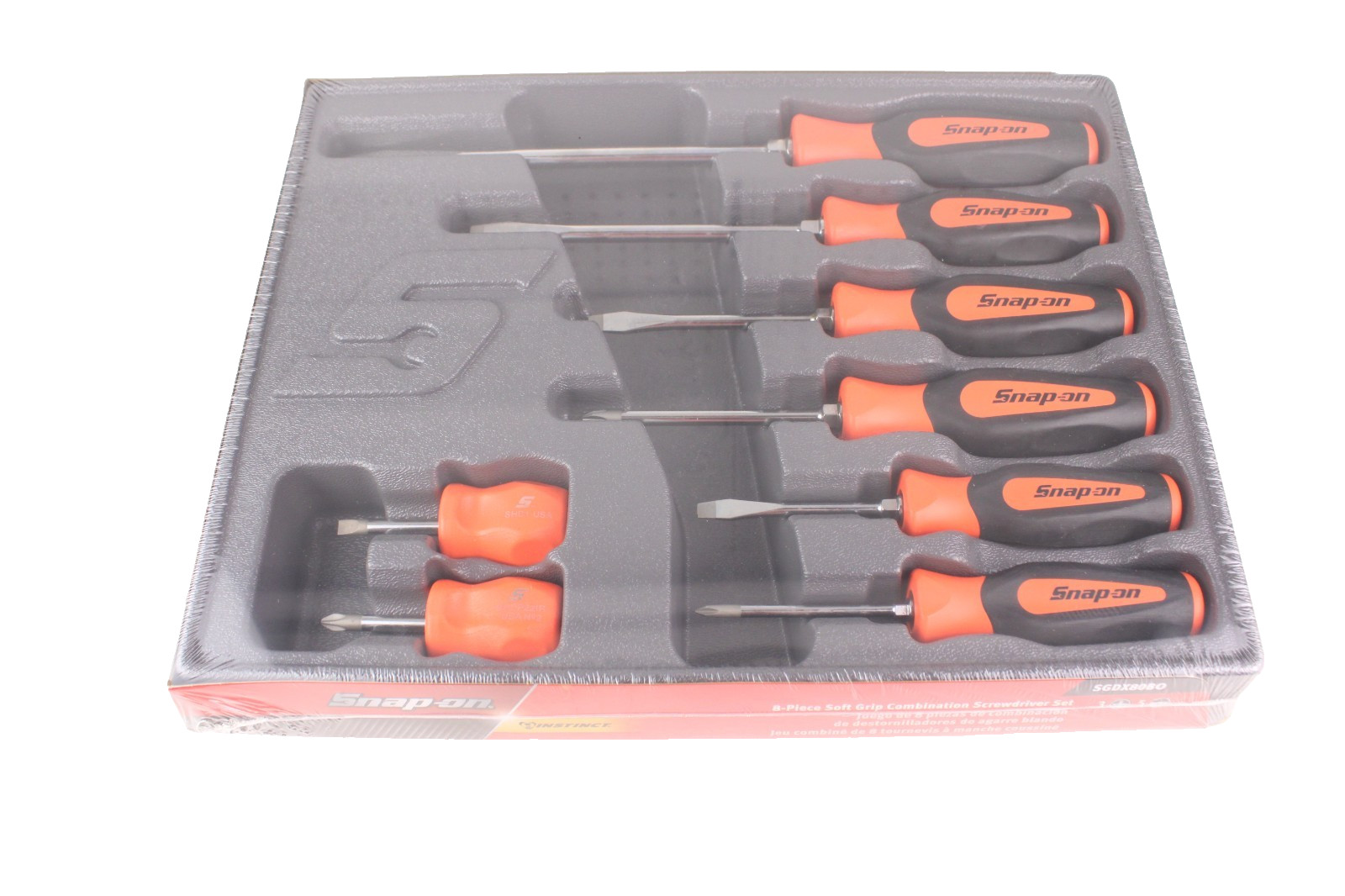 Snap on Tools ORANGE 8pc Soft Grip Screwdrivers Set SGDX80BO NEW SEALED Fre Ship