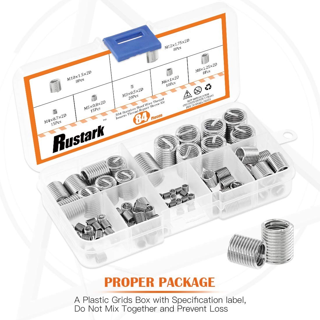 84 Pcs Helicoil Type Thread Repair Inserts – Stainless Steel M3-M12 Assorted