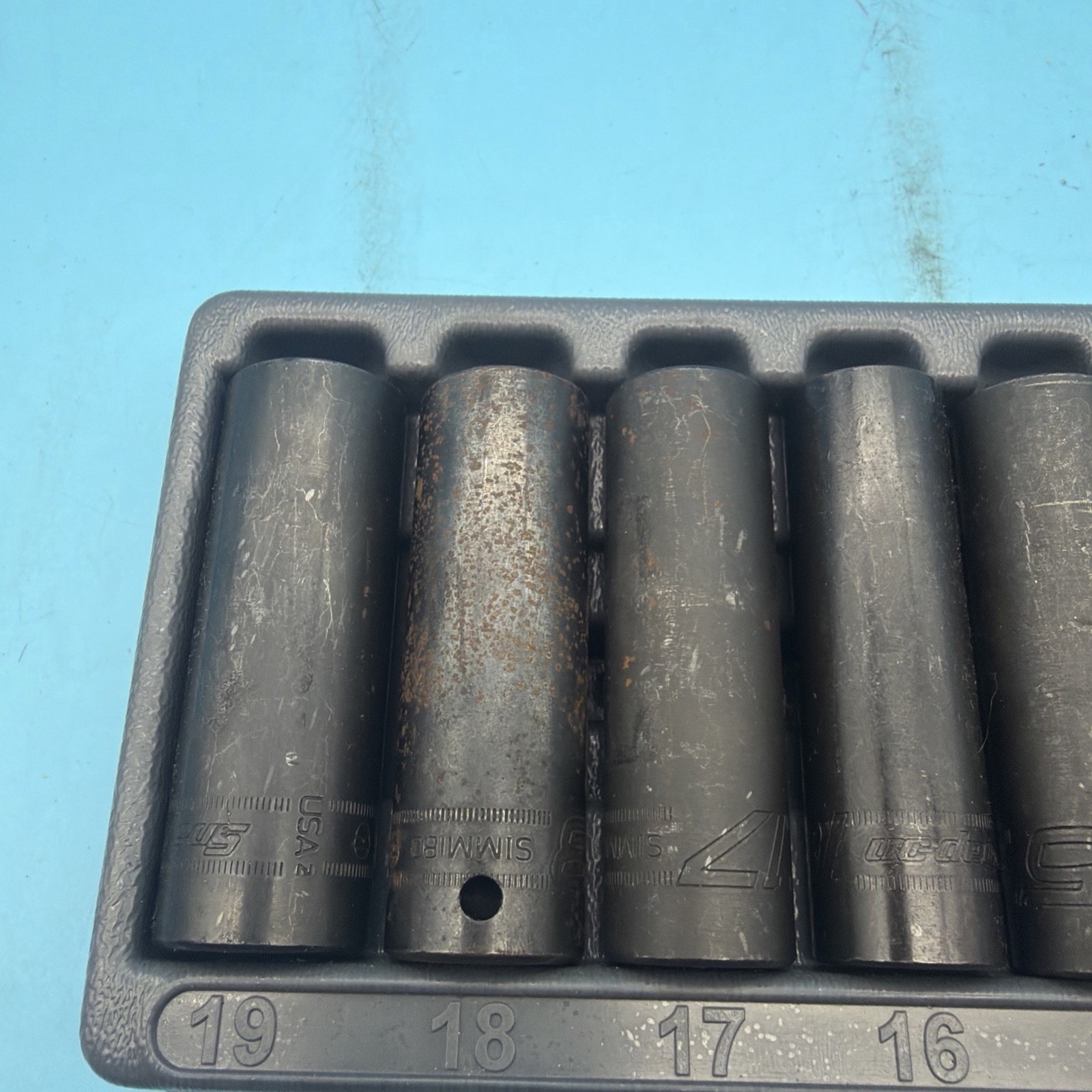 Snap On 310SIMMYA 10pc 1/2″ Drive Metric DEEP Impact Socket Set USA 10-19mm