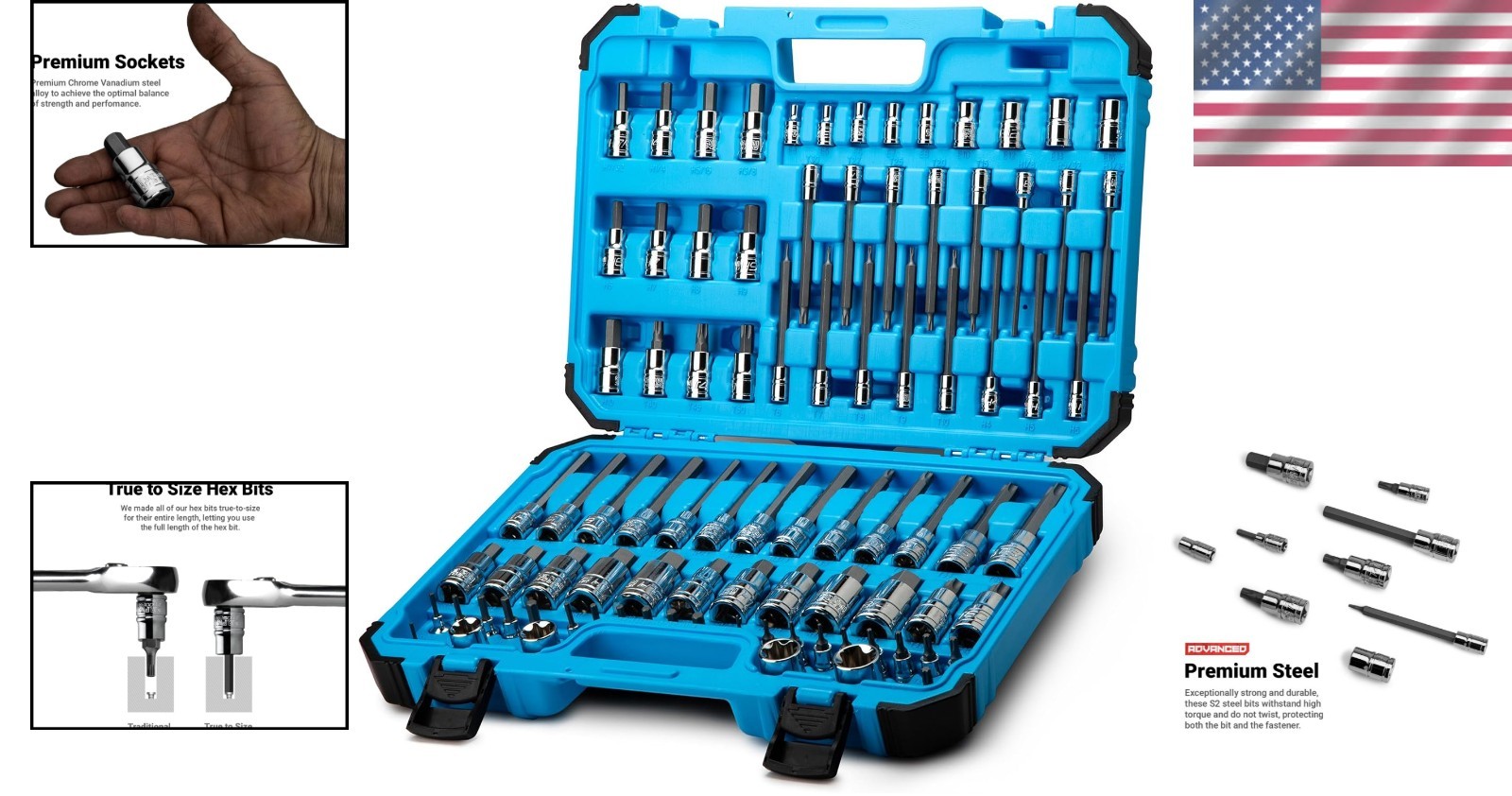 Professional 88-Piece Master Bit Socket Set – Hexagonal Drive and S2 Steel