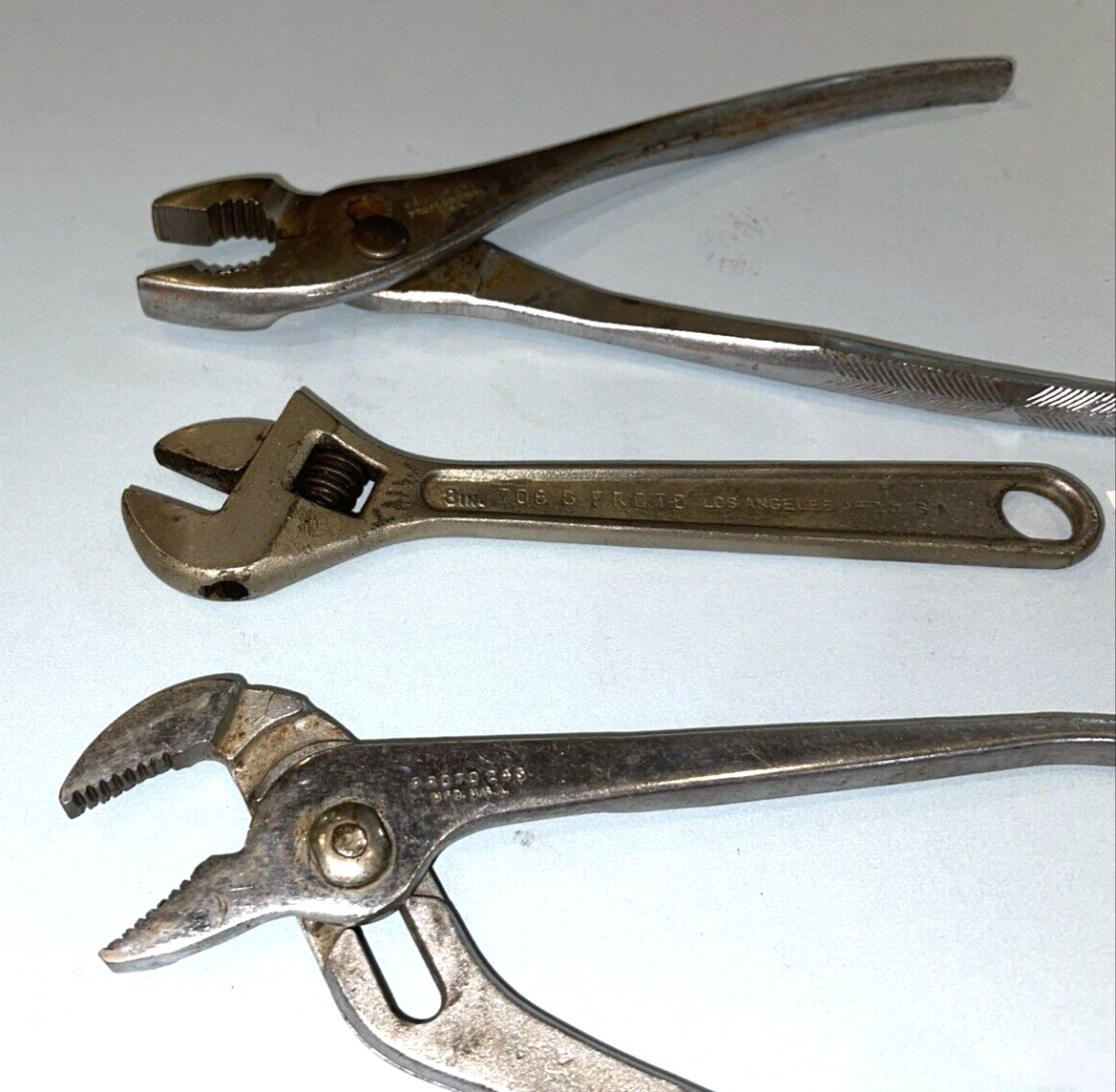 PROTO TOOLS 3 PIECE ALLIGATOR, SLIP JOINT PLIERS & CRESCENT STYLE WRENCH