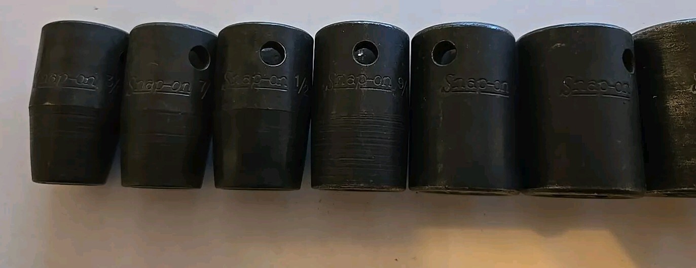 Snap On 1/2″ Drive 3/8″-1″ 6PT SAE Shallow Impact Sockets With Rack Lot Of 11