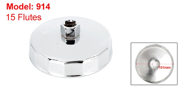 101mm 15 Flutes Silver Tone Car Oil Filter Cap Wrench Socket Remover Tool