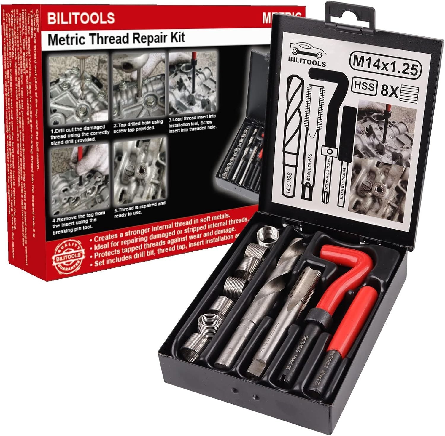 M14x1.25 Metric Thread Repair Kit – HSS Drill, Stronger Threads