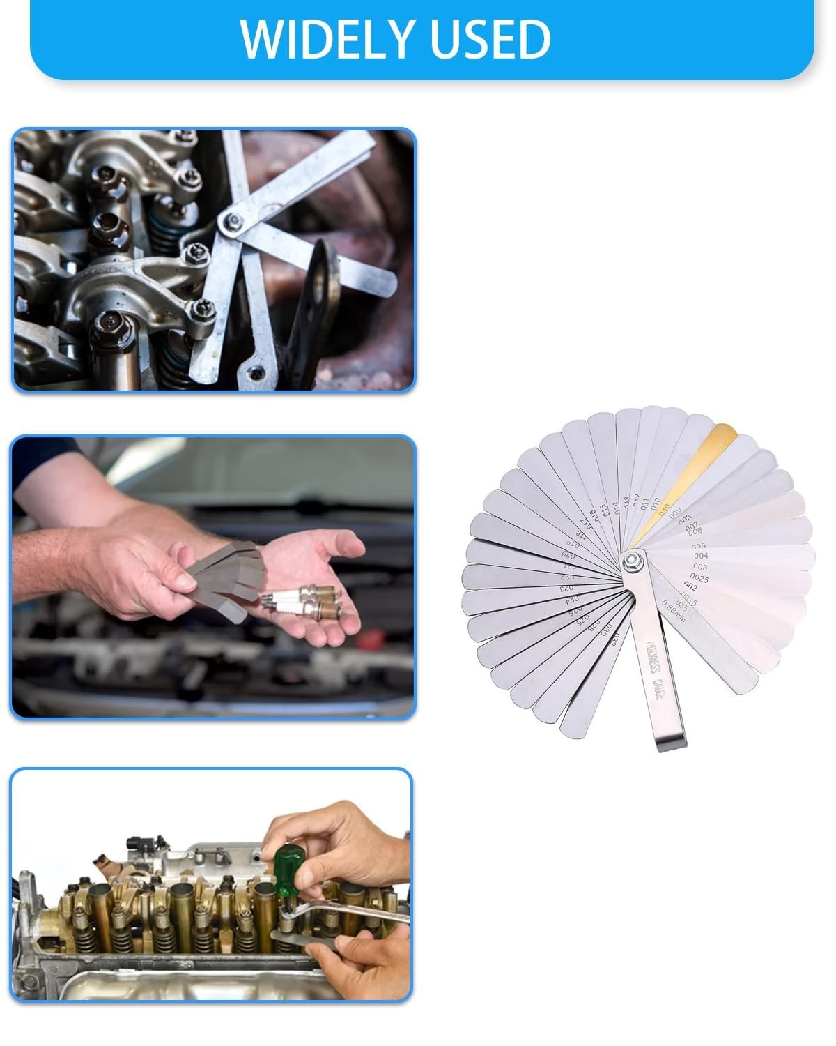 Precision Stainless Steel Feeler Gauge Set with 32 Blades – Foldable & Portable