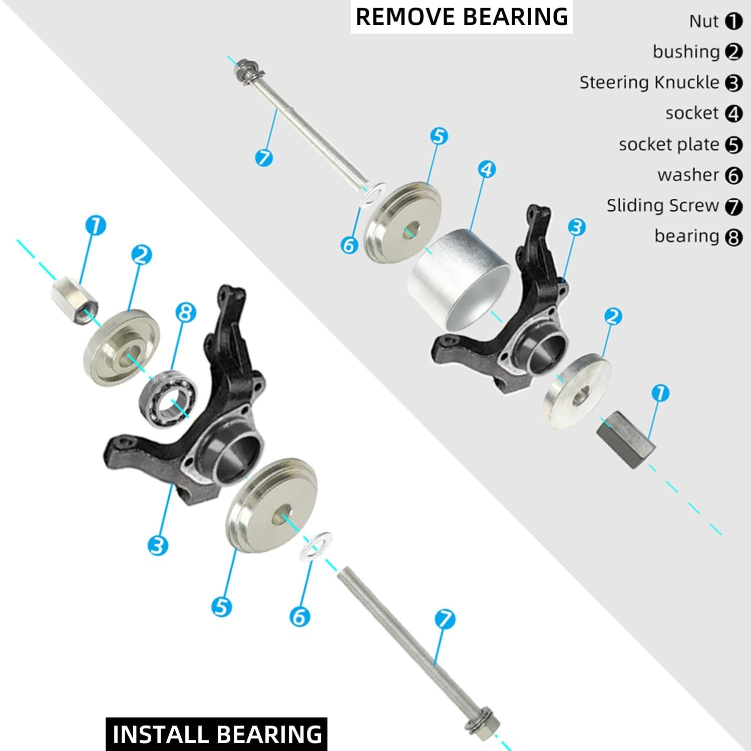 31pcs Universal Front Wheel Bearing Press Remover Installer Tool Kit for Auto